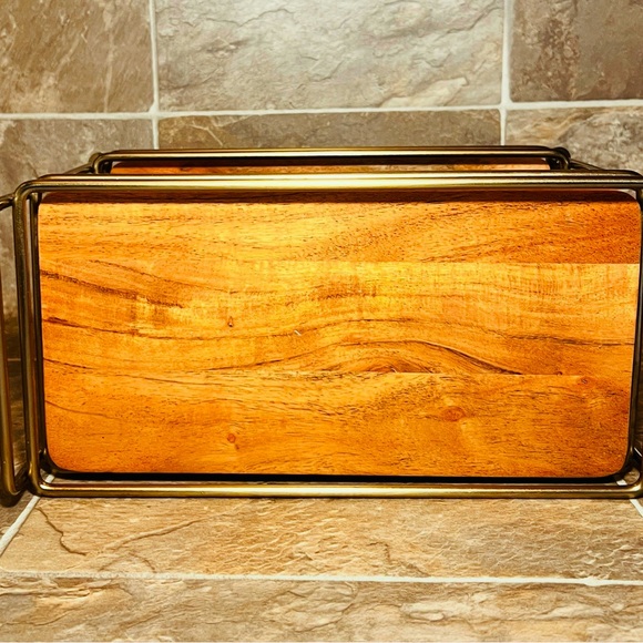 Tiered Wood & Brass Rectangular Serving Stand - Hearth & Hand with Magnolia - Picture 10 of 10